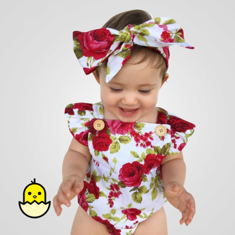 Ruffle Sleeve Romper with Headband - Image 3